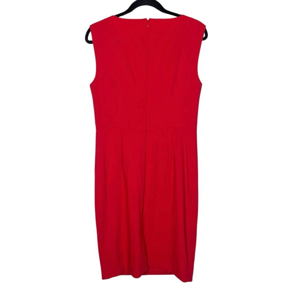 Brooks Brothers Women’s Red Sheath Dress S.8 Sleeveless Pleated Neck Work Career - Picture 5 of 7